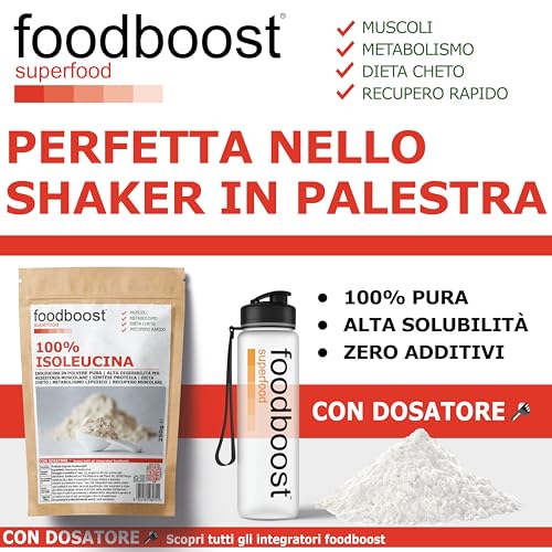 Isoleucina en polvo puro 250g foodboost® - aminoácido BCAA esencial - con dosificador - rendimiento atlético, recuperación muscular, masa muscular culturismo