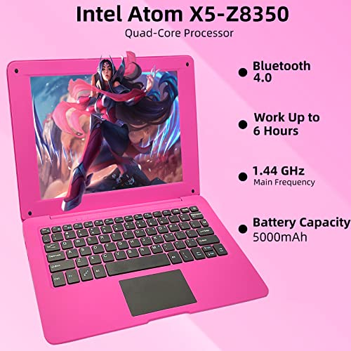 iSTYLE 10.1 Pulgadas Ordenador Portátil, Ultra Thin PC Portatil Windows 10, 2GB RAM 32GB eMMc, Intel Quad Core CPU, USB 3.0, WiFi, HDMI, BT, Mini Ordenador Portatil Laptop Notebook (Rosa)