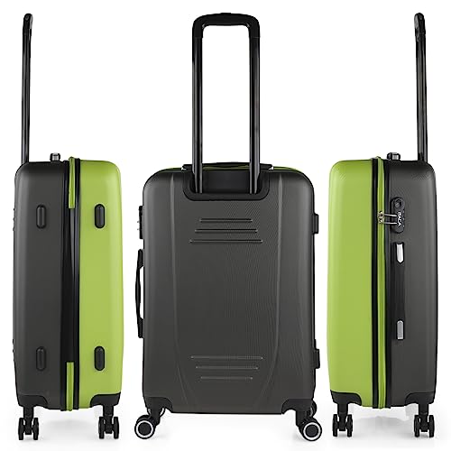 ITACA 71170- Maleta de Viaje Grande XL, Rígida, 4 Ruedas Trolley 75 cm, Pistacho-Antracita