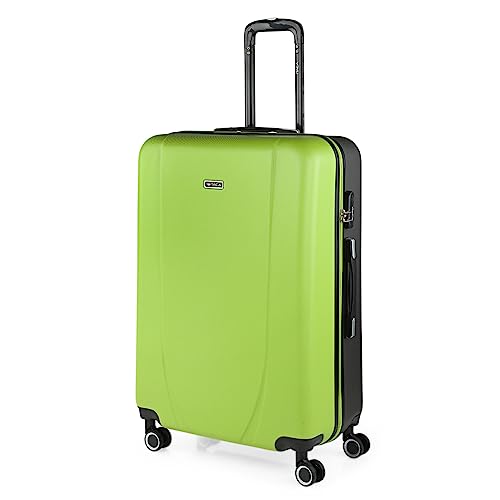 ITACA 71170- Maleta de Viaje Grande XL, Rígida, 4 Ruedas Trolley 75 cm, Pistacho-Antracita