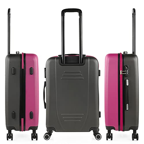 ITACA - Maletas de Viaje Grandes 23 Kilos - Maleta Grande de Viaje Rígida 4 Ruedas - Maletas Grandes de Viaje de ABS Resistente y Ligera 71170, Fucsia-Antracita