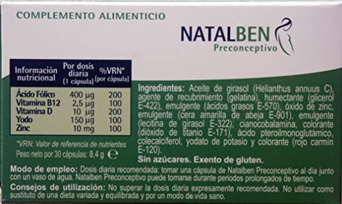 ITALFARMACO NATALBEN PRECONCEPTIVO DE 30 CAPSULAS CON ZIN