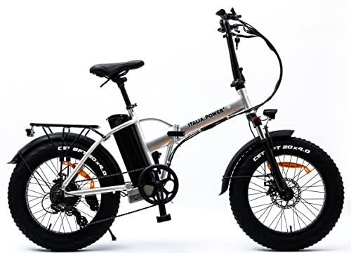 Italia Power Off Grid, E-Bike Branch, Bicicleta Electrica Fat, Unisex, Adultos, Blanco, Silver, M