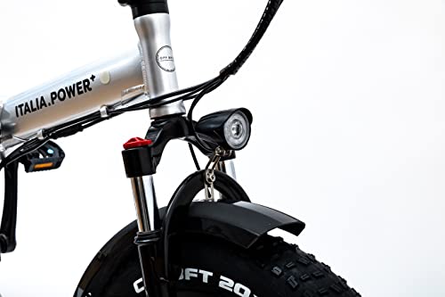 Italia Power Off Grid, E-Bike Branch, Bicicleta Electrica Fat, Unisex, Adultos, Blanco, Silver, M