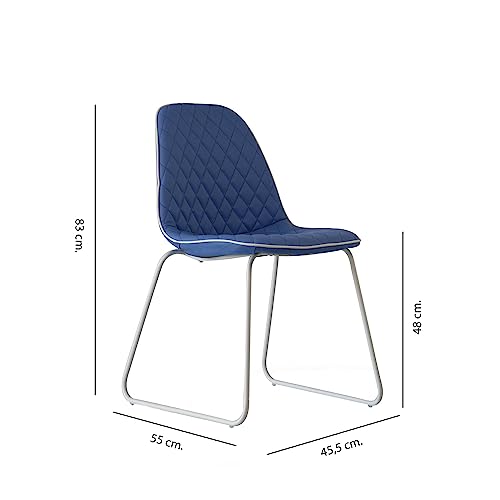 Italian Concept 108 Juego Silla Brenda, Metal Tubular, Poliuretano, sintética, Azul, 45.5 x 55 x 83 cm, 4 Unidad