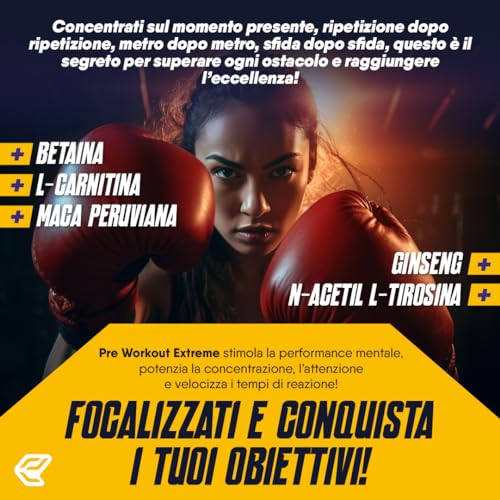 Italian Elite® Pre Workout Extreme, estimula la fuerza, la energía, la resistencia, la bomba muscular y el enfoque mental para el entrenamiento. 120 comprimidos con Beta Alanina Arginina Cafeína