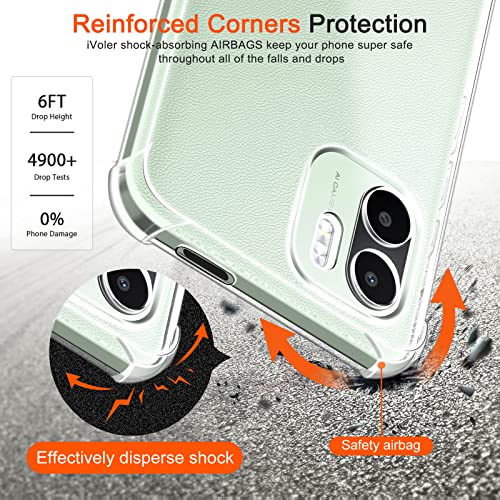 ivoler Funda para Xiaomi Redmi A2 / Redmi A1 con 3 Piezas Cristal Templado, Carcasa Protectora Antigolpes Transparente, Suave TPU Silicona Caso Delgada Anti-Choques Case