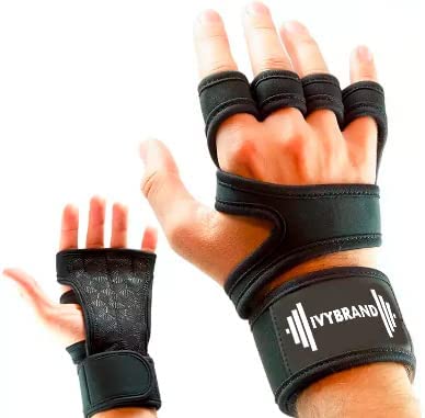 Ivybrand® Guantes Gimnasio, Guantes Gym Antideslizantes y Transpirables con Muñequera para Hombre y Mujer para Levantamiento de Pesas, Culturismo, Powerlifting, Calistenia, Crossfit, Fitness (L)