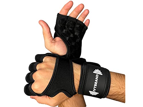 Ivybrand® Guantes Gimnasio, Guantes Gym Antideslizantes y Transpirables con Muñequera para Hombre y Mujer para Levantamiento de Pesas, Culturismo, Powerlifting, Calistenia, Crossfit, Fitness (L)