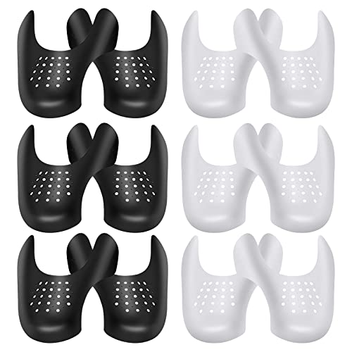 iYInJuan 6 Pares Escudo de Zapatos, Protectores para Zapatillas de Deporte, Protectores Antiarrugas para Zapatos, Prevenga Hendidura del Pliegue del Calzado Deportivo, Hombres/Mujeres (Negro + Blanco)