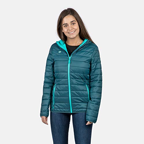 Izas - Chaqueta de Fibra para Mujer - Chaqueta Térmica de Rápido Secado con Cierre de Cremallera - Material Transpirable Ideal para Actividades al Aire Libre - Sindu Azul Verdoso - Talla M