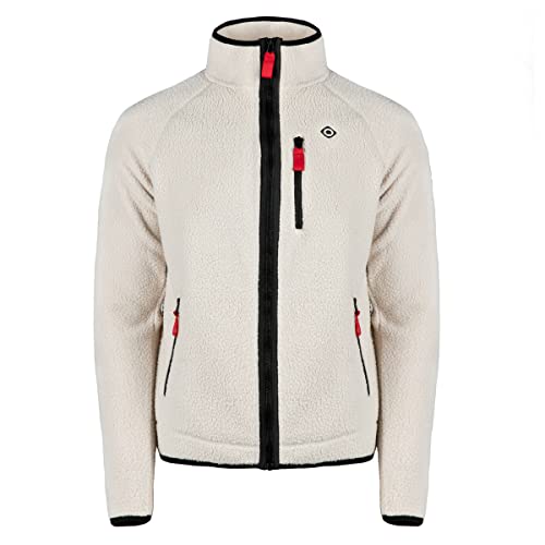 Izas - Chaqueta Polar para Hombre - Chaqueta con Cierre y Bolsillos de Cremallera - Chaqueta Térmica Polar con Forro - Rápido Secado - Ideal para Actividades al Aire Libre - Hortus Blanco - XL