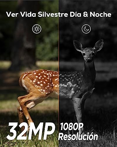 iZEEKER Cámara de Caza, 32MP HD Cámara Caza Nocturna con 940nm IR LED Sin Brillo Invisible, de Impermeable IP66 para Observación de Vida Silvestre y Monitoreo de Seguridad en Interiores