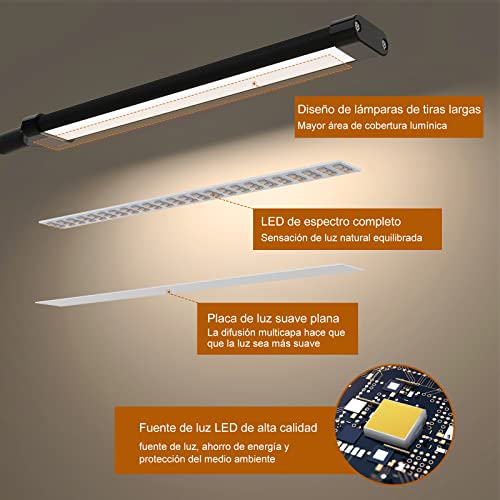 iZELL Luz Lectura con Clip 77 LED [3 Modos de Color y 10 Niveles de Brillo] Lámpara Led Escritorio para la Mesa Trabajo Estudio Leer, Flexos de Pinza con Cuello de Cisne Regulable de 70cm