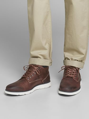 JACK & JONES JFWTUBAR Leather STS, Chukka Boots Hombre, Marrón(Brandy Brown Brandy Brown), 43 EU