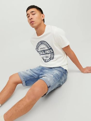 Jack & Jones Jjejeans tee SS O-Cuello Noos 23/24 Camiseta, Cloud Dancer, L para Hombre