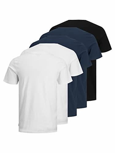 JACK & JONES Jjeorganic Basic tee SS O-Neck 5pk MP Camiseta, Black/Pack:2white 2navy 1black, M para Hombre