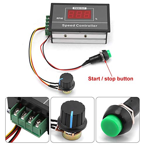 Jadeshay Controlador de Velocidad del Motor PWM,Regulador de Voltaje Motor 30A DC 6V-60V,con Interruptor de Potenciómetro,para Controlar la Velocidad del Motor, Pantalla LED Digital 0~100%