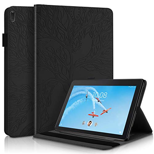 Jajacase Funda para Lenovo Tab E10 10.1 2018,TB-X104F Tableta Cubierta - Folio Libro Wallet Case Flip Cover Estuche Protector Carcasa con Soporte,Cuero PU Silicona,Negro