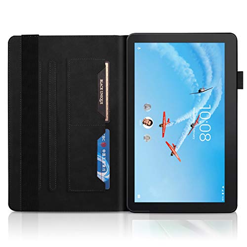 Jajacase Funda para Lenovo Tab E10 10.1 2018,TB-X104F Tableta Cubierta - Folio Libro Wallet Case Flip Cover Estuche Protector Carcasa con Soporte,Cuero PU Silicona,Negro