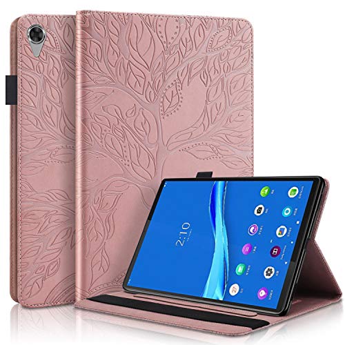 Jajacase Funda para Lenovo Tab M10 HD 2nd Gen 2020 TB-X306X/F (10.1") Tableta Cubierta - Folio Libro Wallet Case Flip Cover Estuche Protector Carcasa con Soporte,Cuero PU Silicona,Oro Rosa