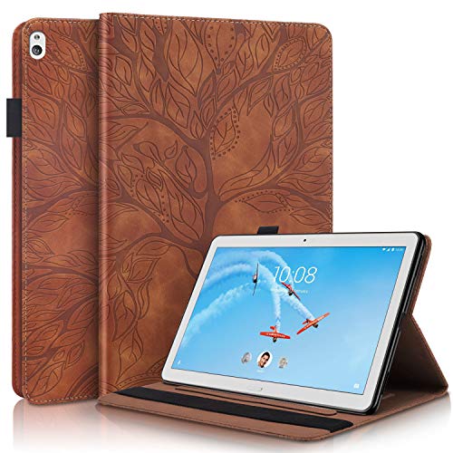 Jajacase Funda para Lenovo Tab M10 / M10 HD 10.1 2018, X505L/F X605L/F Tableta Cubierta - Folio Libro Wallet Case Flip Cover Estuche Protector Carcasa con Soporte,Cuero PU Silicona,marrón