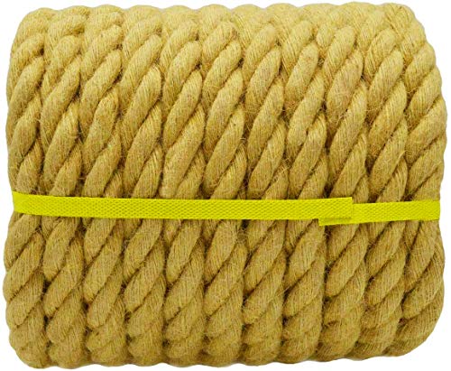 Jalunth Cuerda Rollo de Yute Gruesa Natural Cuerda Cáñamo Sisal para Jardín Colgar Fotos Rascador Gatos Manualidades Floristería Decoración Barcos Bricolaje 6.5 14 20 26 32 39 51mm/15 30m Marrón