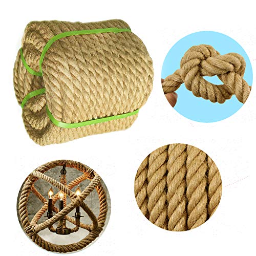 Jalunth Cuerda Rollo de Yute Gruesa Natural Cuerda Cáñamo Sisal para Jardín Colgar Fotos Rascador Gatos Manualidades Floristería Decoración Barcos Bricolaje 6.5 14 20 26 32 39 51mm/15 30m Marrón