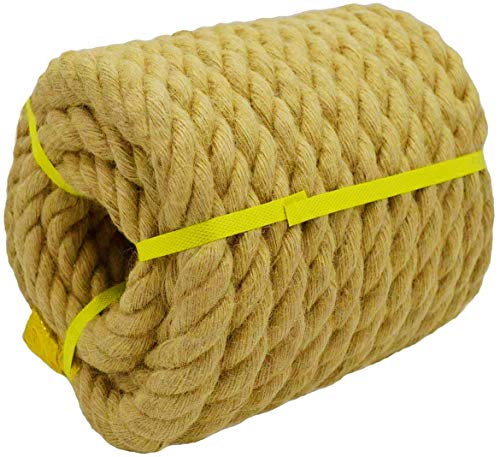 Jalunth Cuerda Rollo de Yute Gruesa Natural Cuerda Cáñamo Sisal para Jardín Colgar Fotos Rascador Gatos Manualidades Floristería Decoración Barcos Bricolaje 6.5 14 20 26 32 39 51mm/15 30m Marrón