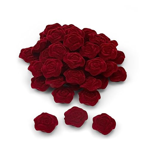 JANDH Rosa Artificial, 50 Piezas Mini Flores Artificiales Rosas Flocado, Cabezas de Flor Decorativas, Rosas Artificiales para Manualidades, Aretes Kits de Bricolaje, Ropa Artesanía