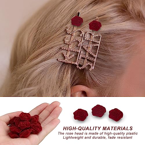 JANDH Rosa Artificial, 50 Piezas Mini Flores Artificiales Rosas Flocado, Cabezas de Flor Decorativas, Rosas Artificiales para Manualidades, Aretes Kits de Bricolaje, Ropa Artesanía