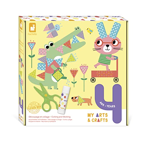 Janod - My Arts & Crafts - A Partir De 4 años - Kit Cortar y Pegar - 4 Cuadros - Manualidad Creativa - Motricidad Fina y Concentración - J07743