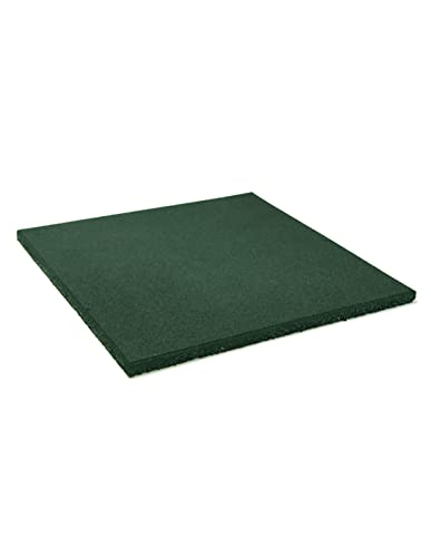 JARDIN202 - Loseta de Caucho Maciza Profesional | 50x50cm | Especial para Gimnasios y Competiciones | Fitness | 15 mm - Pack 2 uds (Verde)