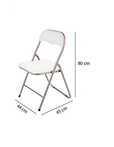 JARDIN202 - Silla Plegable Metálica Acolchada 45 x 44 x 80 cm – Silla Abatible con cubierta | Estructura: Plata (Blanco)