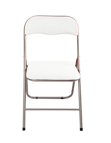 JARDIN202 - Silla Plegable Metálica Acolchada 45 x 44 x 80 cm – Silla Abatible con cubierta | Estructura: Plata (Blanco)