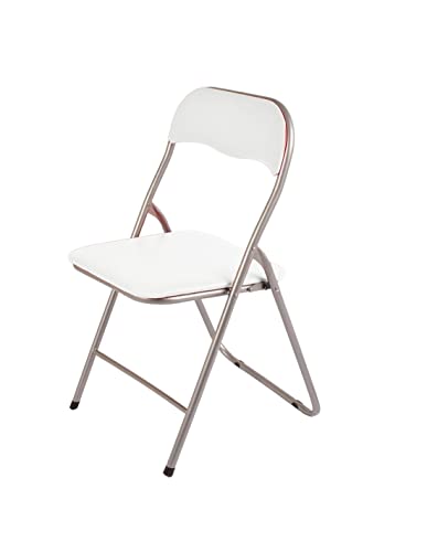 JARDIN202 - Silla Plegable Metálica Acolchada 45 x 44 x 80 cm – Silla Abatible con cubierta | Estructura: Plata (Blanco)