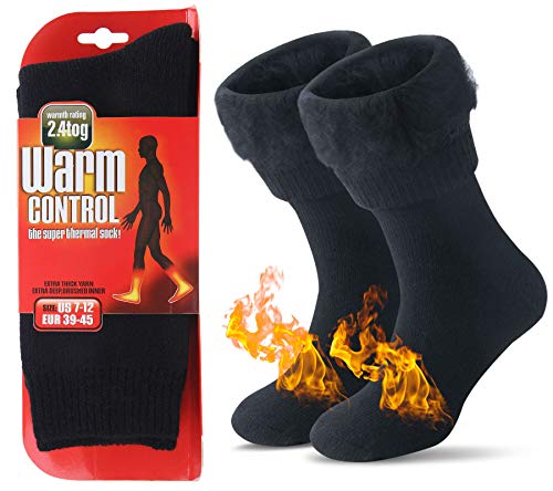 JARSEEN Térmicos de Invierno Calcetines de Lana Super Calor Gruesa Calentar Suave Cómodo Calcetines de Mujer Hombre (Nuevo Negro, 36-42)