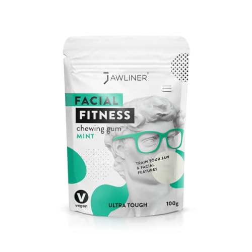 JAWLINER Chicle fitness (Paquete de 2 meses) Ejercitador/Entrenador facial de mandíbula y jawline para hacer ejercicios Mewing - chicle sin azúcar