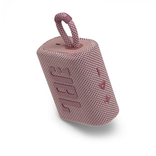 JBL GO 3 - Altavoz inalámbrico portátil con Bluetooth, resistente al agua y al polvo (IP67), hasta 5h de reproducción con sonido de alta fidelidad, rosa