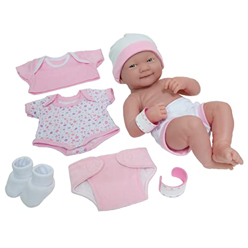 JC TOYS- Muñeca La Newborn recién Nacida de 38 cm, de Vinilo Suave, Incluye Ropa y 8 Accesorios, Rosa, diseñado en España por Berenguer, 2 años