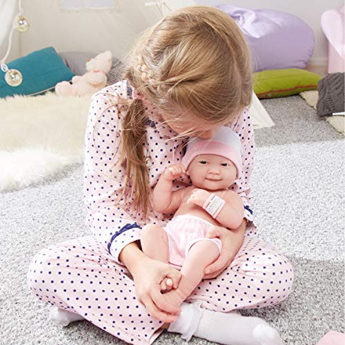 JC TOYS- Muñeca La Newborn recién Nacida de 38 cm, de Vinilo Suave, Incluye Ropa y 8 Accesorios, Rosa, diseñado en España por Berenguer, 2 años