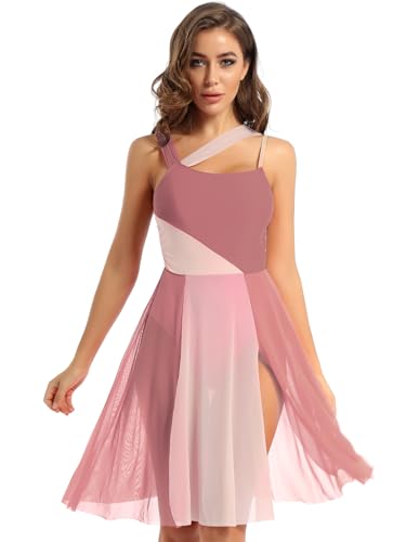 JEATHA Vestido de Danza Ballet para Mujer sin Manga Maillot con Falda Tul Leotardo Gimnasia Rítmica Vestido de Danza Lírica y Contemporánea XS-XXL Marrón XS