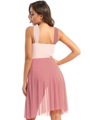 JEATHA Vestido de Danza Ballet para Mujer sin Manga Maillot con Falda Tul Leotardo Gimnasia Rítmica Vestido de Danza Lírica y Contemporánea XS-XXL Marrón XS