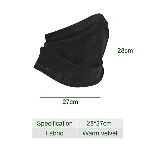 JEEZAO Braga Cuello Polar Moto de Forro Polar,Multifuncional Tubular Calentador de Cuello,Mascarilla,Gorro Pare Ciclismo,Esquiar,Corriendo (Negro)