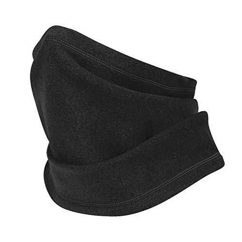 JEEZAO Braga Cuello Polar Moto de Forro Polar,Multifuncional Tubular Calentador de Cuello,Mascarilla,Gorro Pare Ciclismo,Esquiar,Corriendo (Negro)