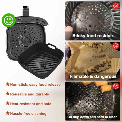 Jeffica Molde Silicona Freidora de Aire, 2 Piezas Molde Air Fryer Silicona, Accesorios Freidora de Aire para Cecotec/Cosori 5,5 L