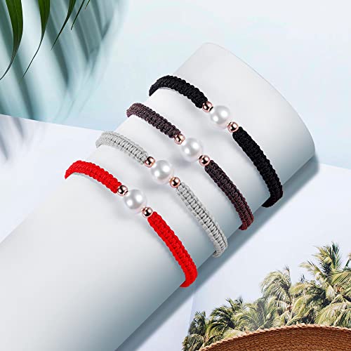 JENDEAR Pulseras de Perlas Trenzadas para Mujer Chicas Amistad Pareja Pulseras de Cuerda Trenzada Hechas a Mano Regalos Joyería Yoga