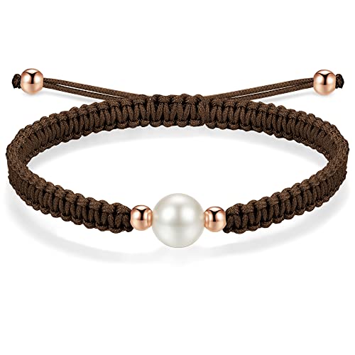 JENDEAR Pulseras de Perlas Trenzadas para Mujer Chicas Amistad Pareja Pulseras de Cuerda Trenzada Hechas a Mano Regalos Joyería Yoga