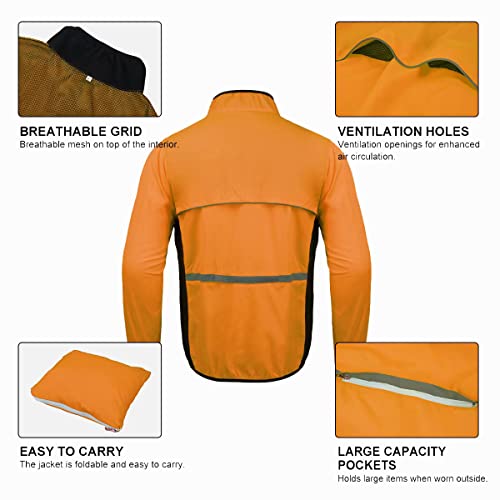 JEPOZRA Chaqueta Cortavientos Ciclismo Hombre MontañIsmo Reflectante Abrigo Transpirabl Ropa Deportiva Exteriores ProteccióN UV Manga Larga Correr Resistente Al Viento Yal Agua