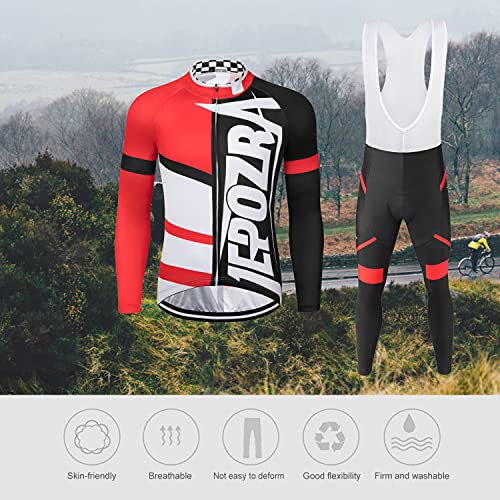 JEPOZRA Ciclismo Manga Larga Conjunto Para Hombre Respirable Al Aire Libre Bicicleta Maillot Almohadilla Gel Deportiva Ciclista Jersey Secado RáPido Bicicleta Ropa